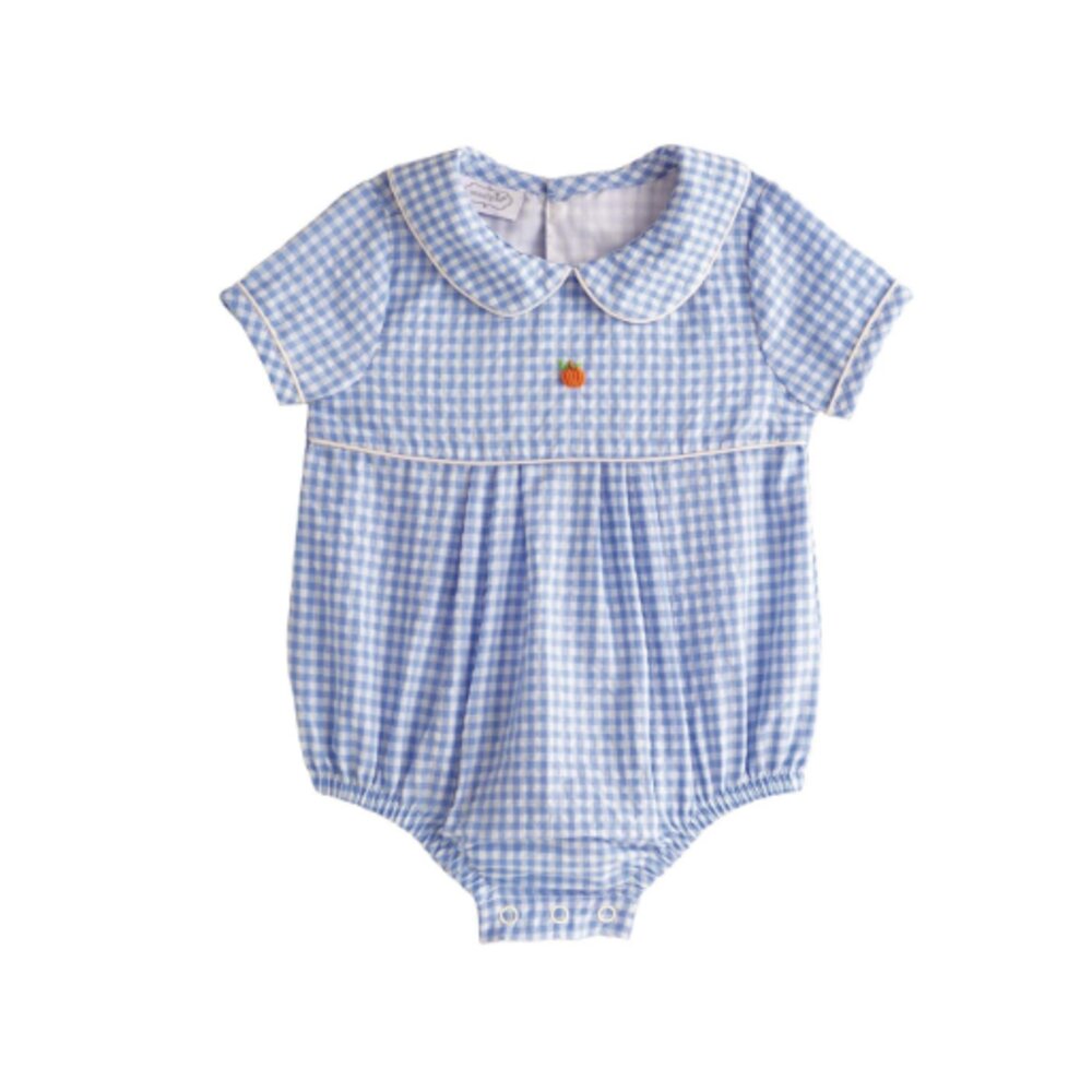 Mud Pie Infant Blue Gingham Pumpkin Bubble