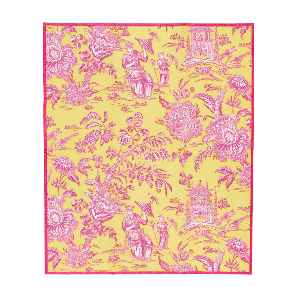 Caspari Silk Road Toile Chartreuse Guest Towel Napkins