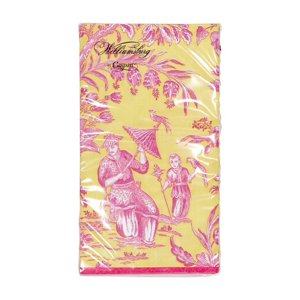 Caspari Silk Road Toile Chartreuse Guest Towel Napkins