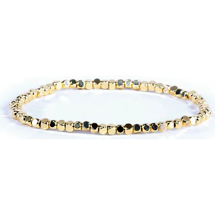 My Fun Colors 3mm Beaded Stretch Bracelet - Gold