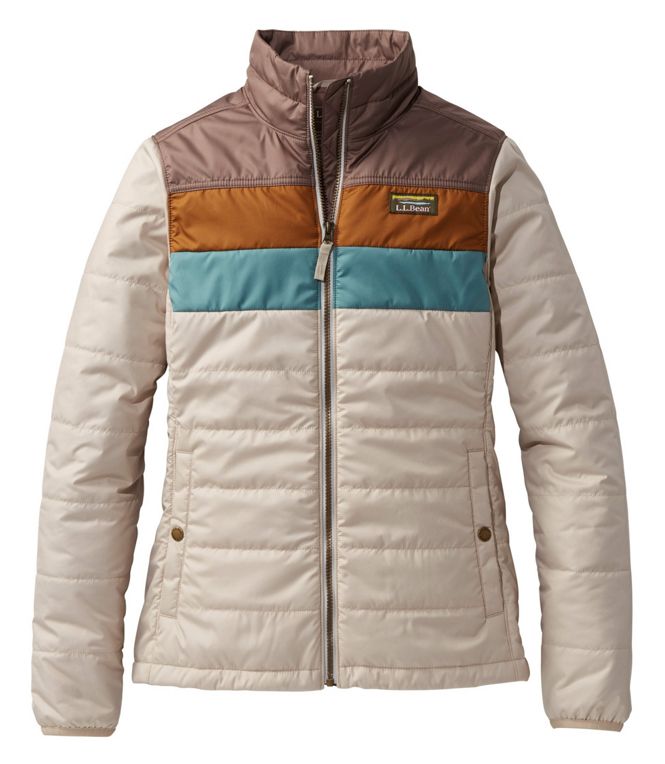 L.L. Bean Women's Mountain Classic Puffer Jacket - Taupe Brown/Gray Birch