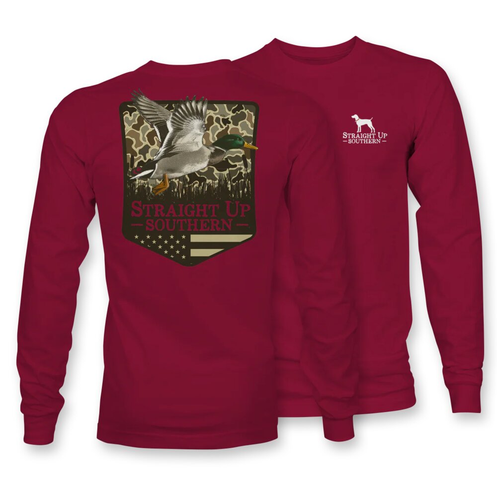 Straight Up Southern Men's Duck Camo Patch Long Sleeve T-Shirt