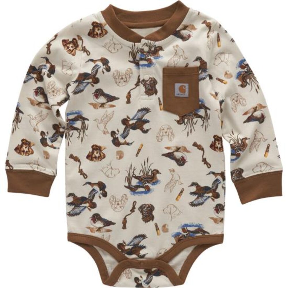 Carhartt Infant Boys Long-Sleeve Printed Henley Bodysuit  - Turtle Dove
