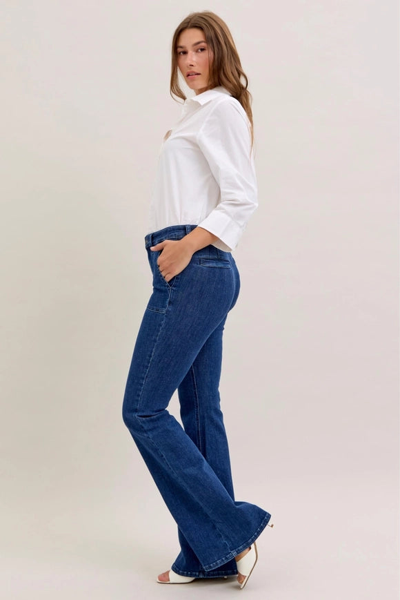 Judy Blue Women's HW Flare with Patch Pockets