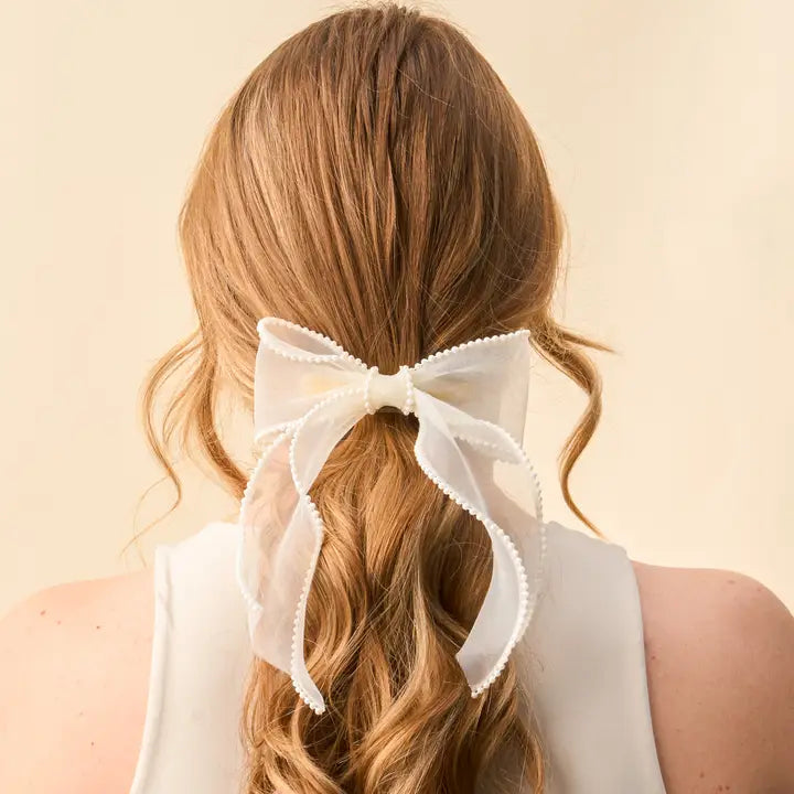 The Darling Effect Sheer Pearl Hair Bow