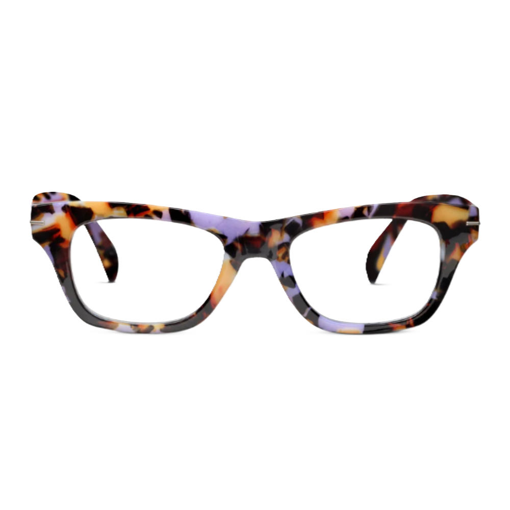 Peepers Lucky Stars Rectangular Blue‑Light Reading Glasses - Purple Botanico