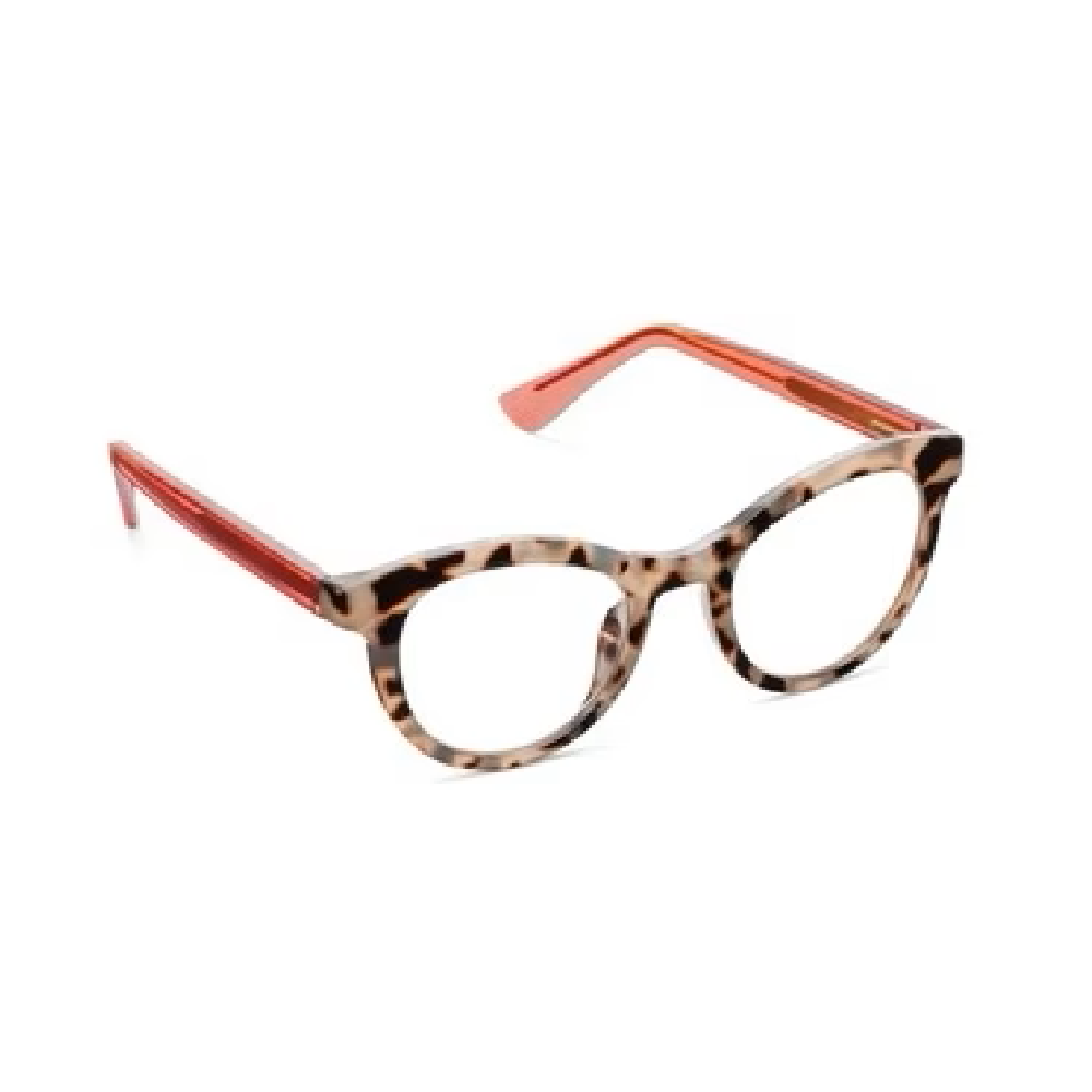Peepers Tribeca Blue‑Light Reading Glasses – Gray Tortoise/Coral