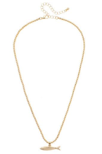 Canvas Sardine Ball Bead Necklace in Shiny Gold