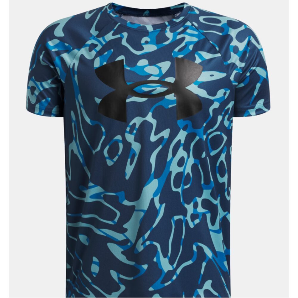 Under Armour Boys UA Tech Big Logo Printed Short Sleeve - Wham Blue/Blue Haze/Black