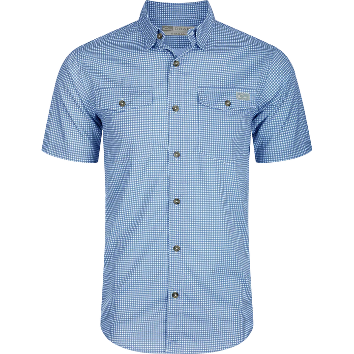 Drake Men's Frat Gingham Check Button-Down Short Sleeve Shirt
