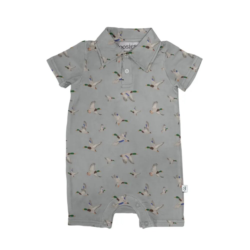Goosies Infant Boys Short Sleeve Polo Romper - Mallards/Ducks