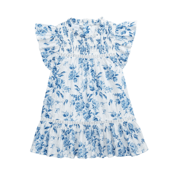 Mud Pie Baby Girls Blue Floral Smocked Dress