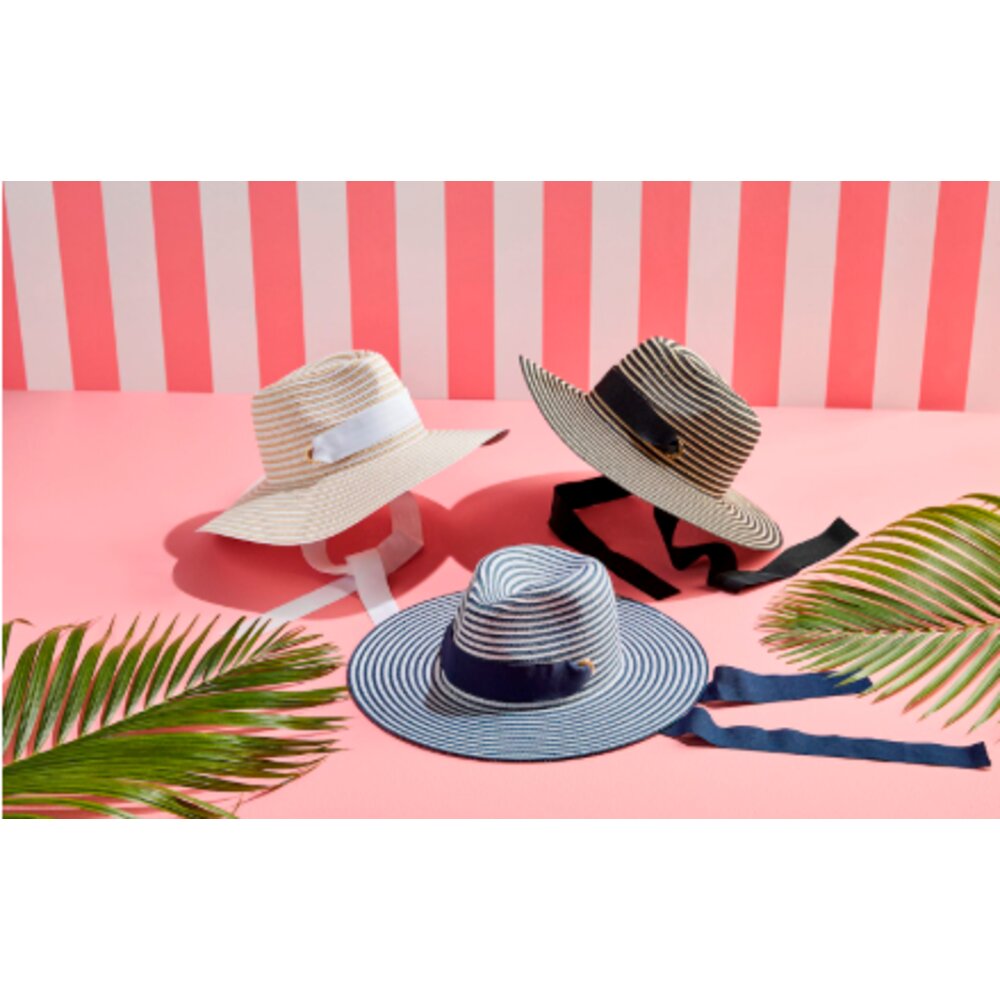 Mud Pie Women's Striped Ribbon Hats