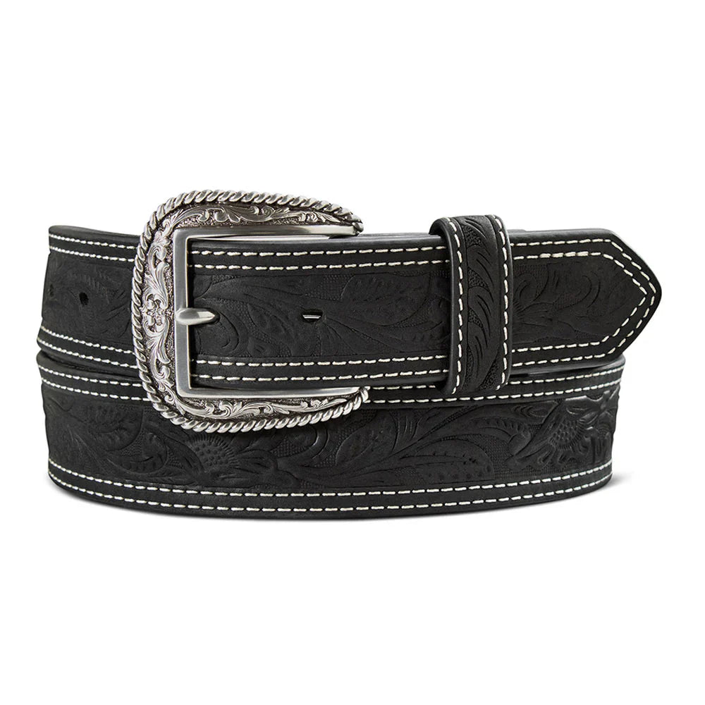 Ariat Men's Black Tooled Double Stitch Belt