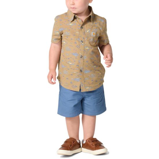 Carhartt Toddler Boys Short Sleeve Print Shirt and Canvas Short Set