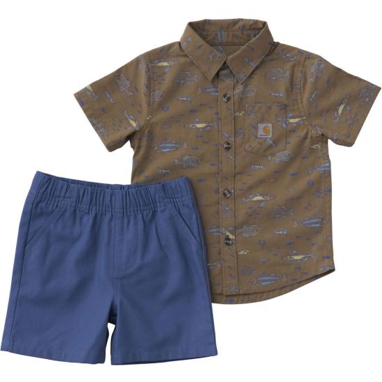 Carhartt Infant Boys Short Sleeve Print Shirt and Canvas Short Set