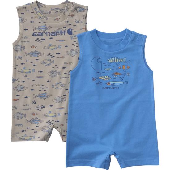 Carhartt Infant Boys 2 Piece Sleeveless Fish Romper Set