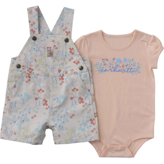 Carhartt Infant Girls Short-Sleeve Bodysuit and Canvas Shortall Set