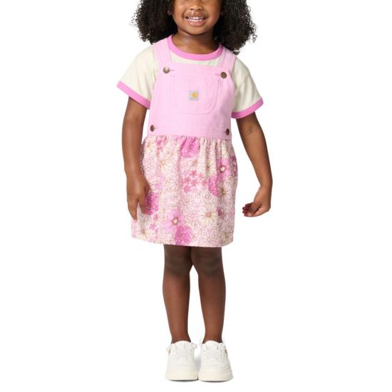 Carhartt Toddler Girls Short Sleeve T-Shirt and Chambray Jumper Set