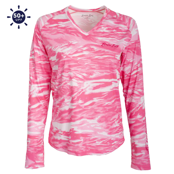 Bimini Bay Women's Waves Long Sleeve V-Neck