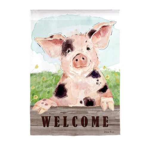 Evergreen Spotted Pig Garden Suede Flag