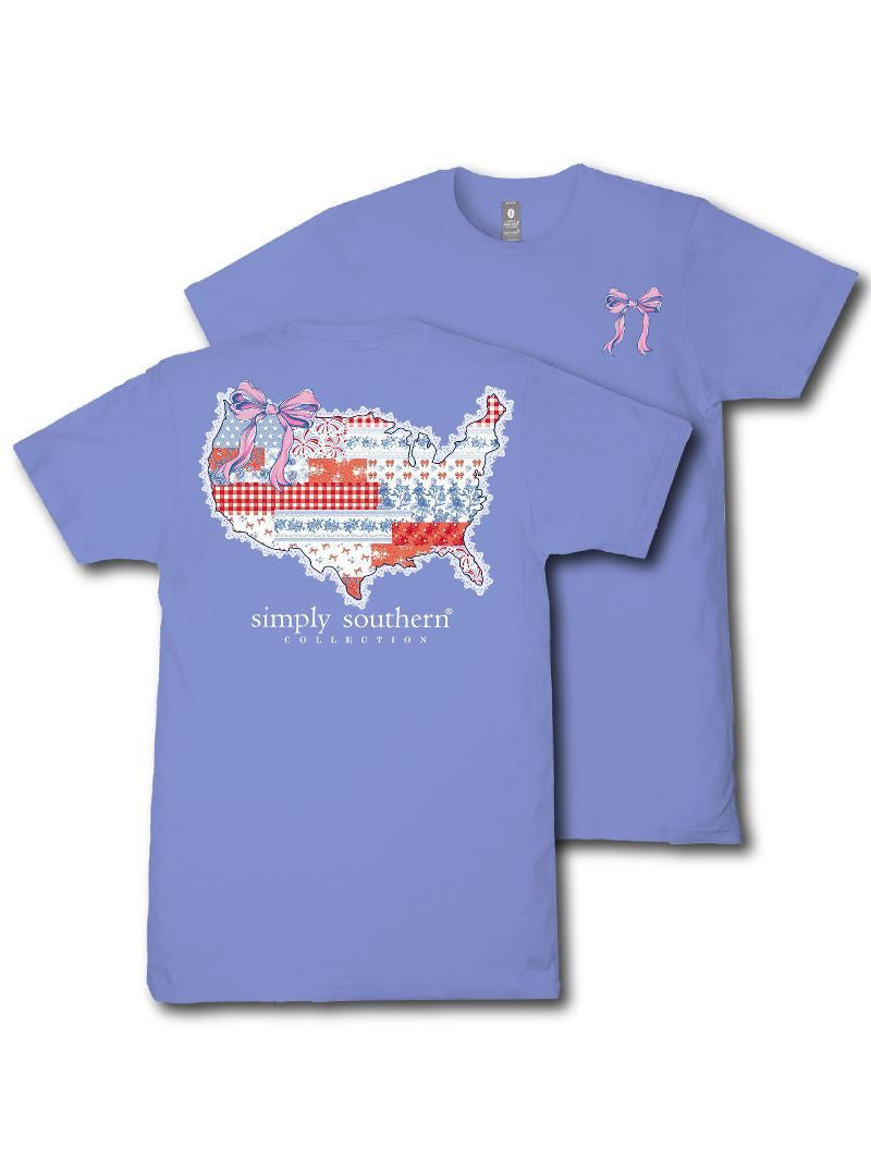 Simply Southern Women's USA Patchwork Tee