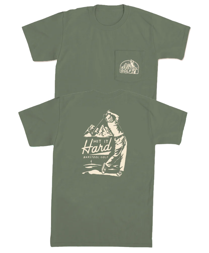Barstool Sports Men's Hit It Hard Vintage Golfer Pocket Tee - Moss
