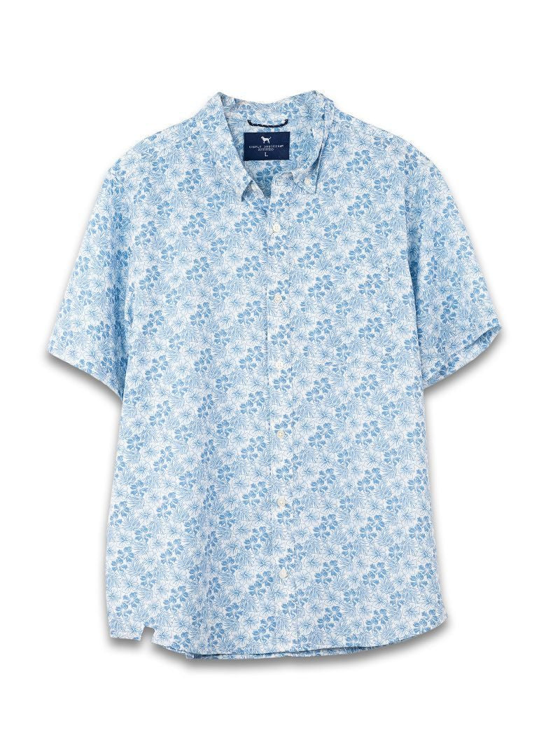 Simply Southern Men's Coastal Button Down - Blue Flower