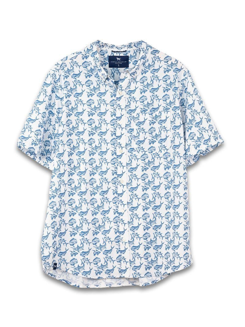 Simply Southern Men's Coastal Button Down - Fish