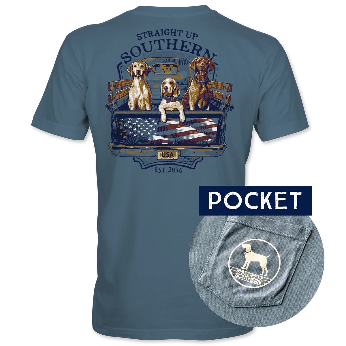 Straight Up Southern USA Truck Dogs Tee