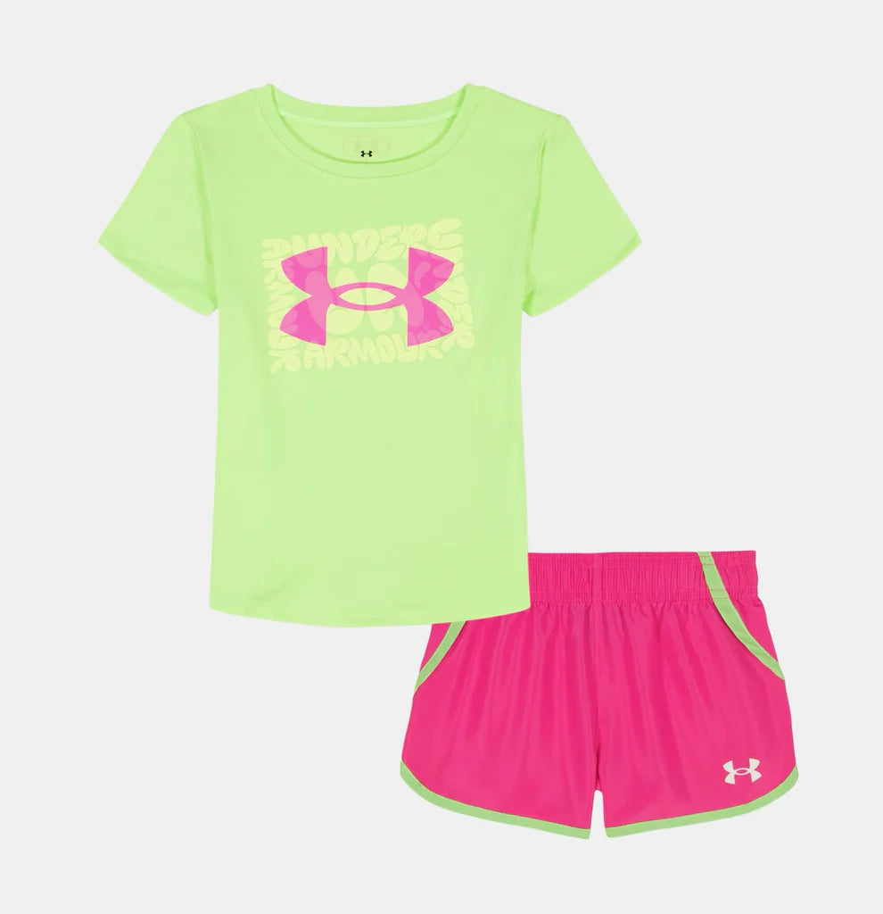 Under Armour Girls Logo Tee and Short Set