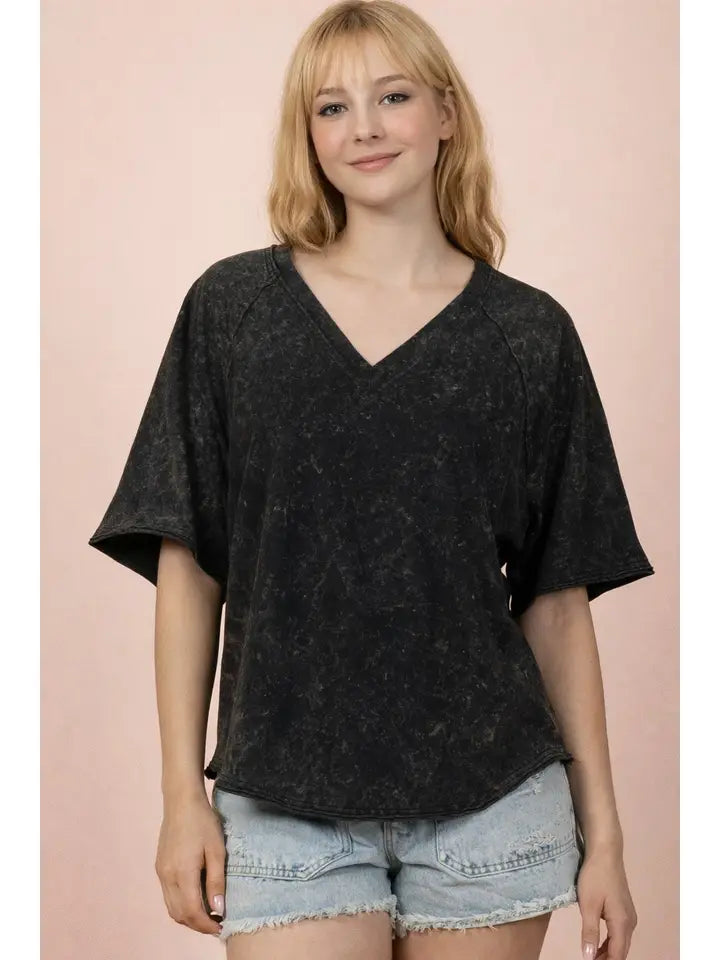 Very J Women's Mineral Washed Knit Top