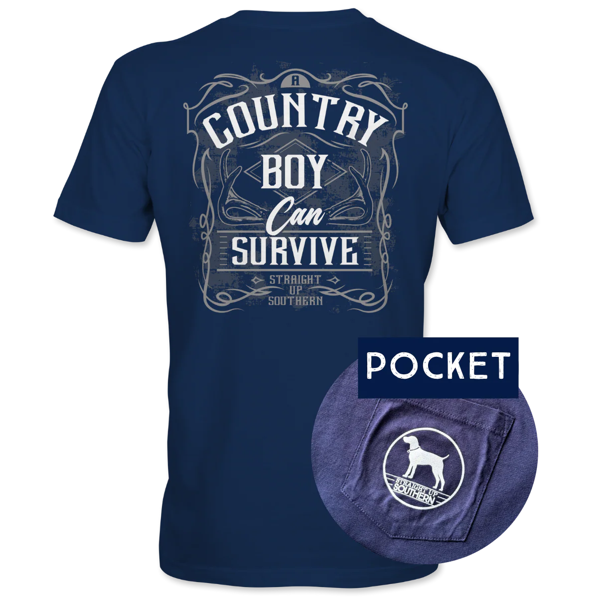 Straight Up Southern Men's Country Boy Can Survive Tee