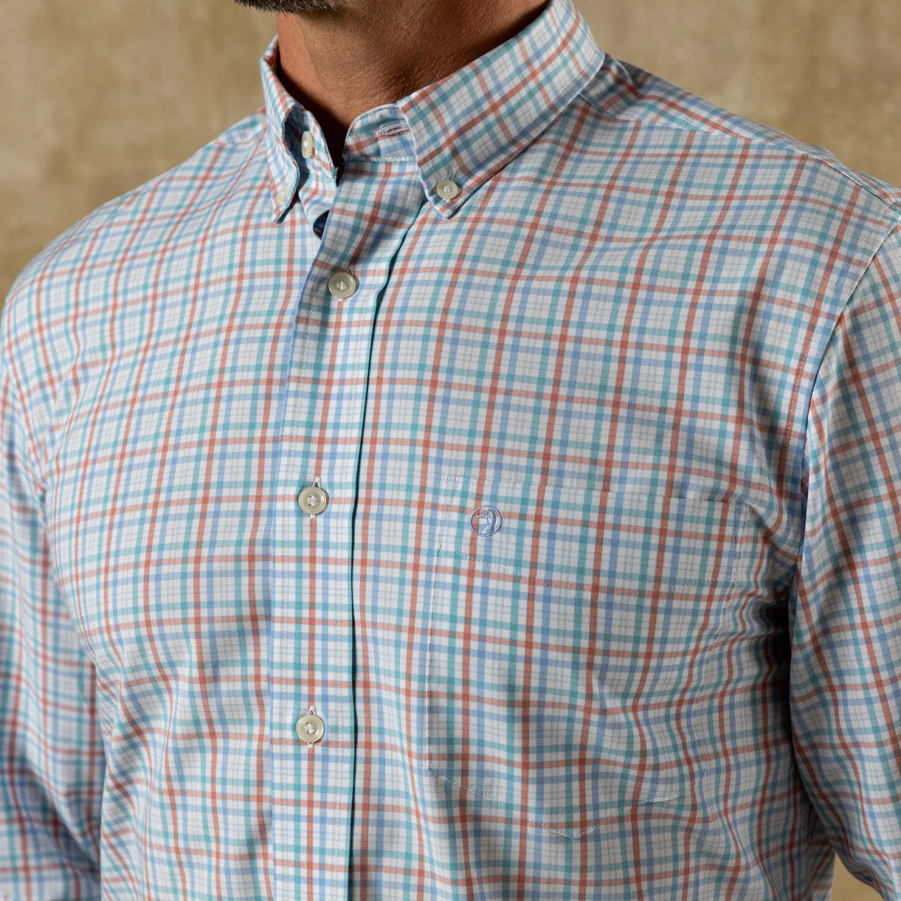 Duck Head Men's Performance Poplin Sport Shirt - Rosewood