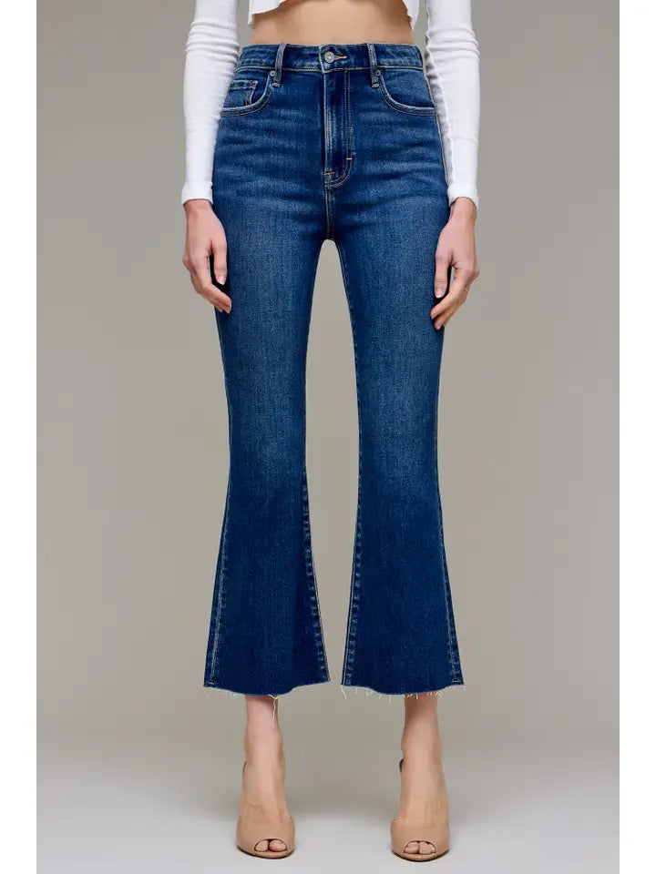 Hidden Jeans Women's Dark Wash Clean Cropped Flare