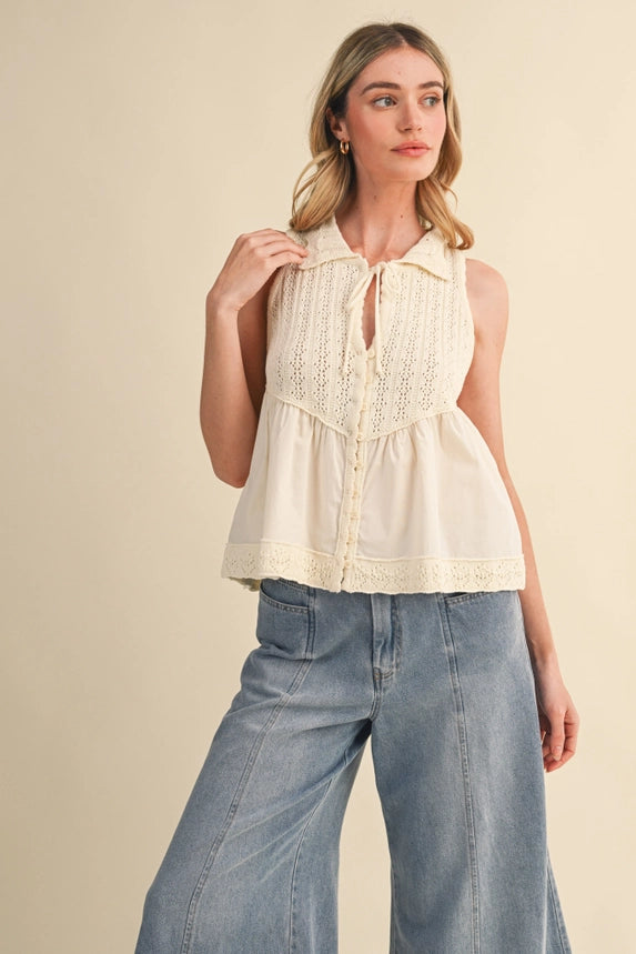 &merci Women's Collared Button Down Sweater