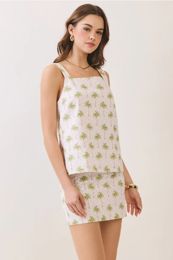 TCEC Women's Palm Print Sleeveless Top