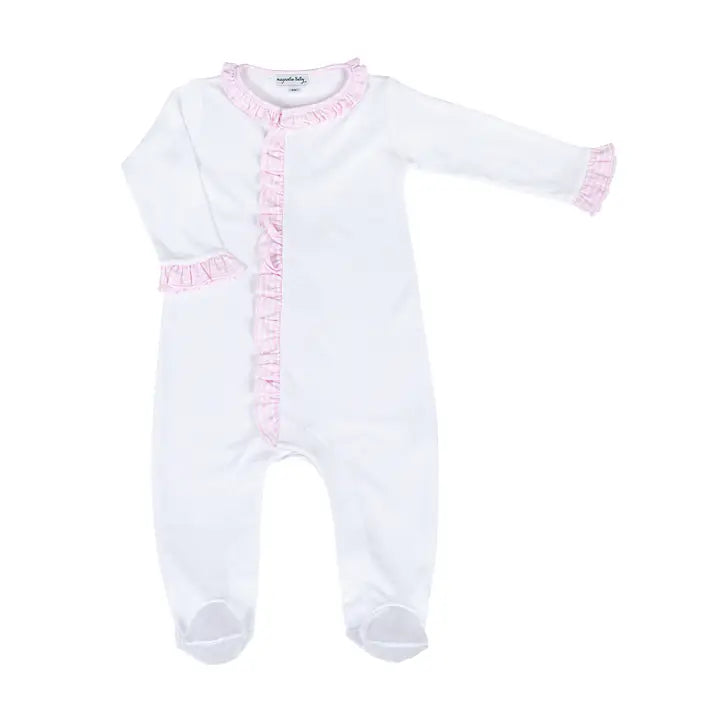 Magnolia Baby New Beginnings Pink Ruffle Front Footie