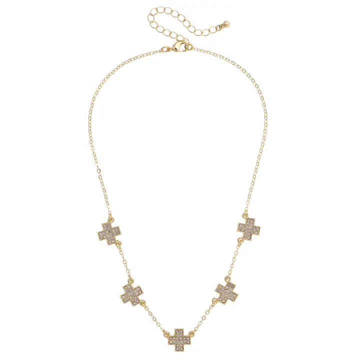 Canvas Natalie Pave Cross Necklace