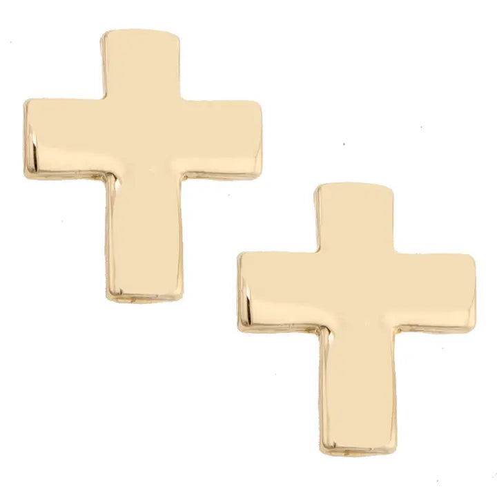 Canvas Lesley Puffy Cross Stud Earrings