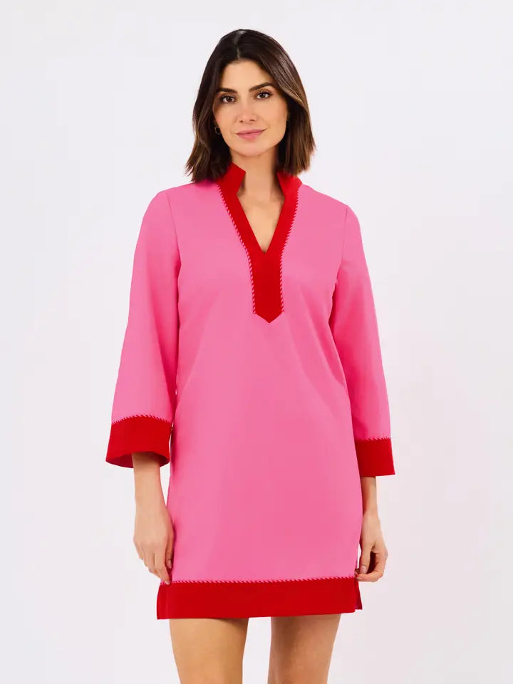 Mary Square Women's Brenda Dress - Pink + Red