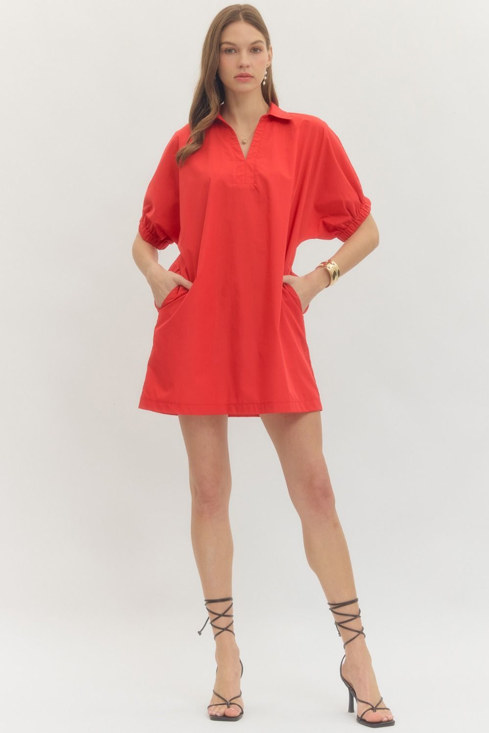 Entro Women's Short Sleeve Mini Dress