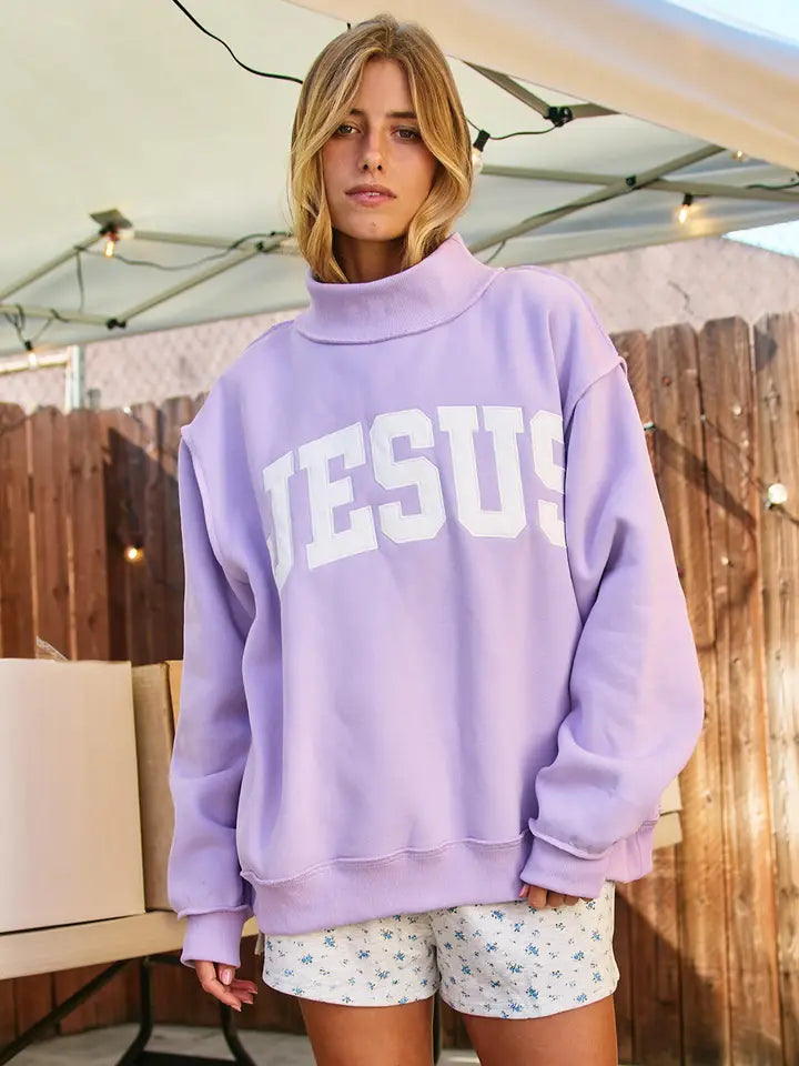 Bucket List Women's Jesus Mock Neck Sweatshirt