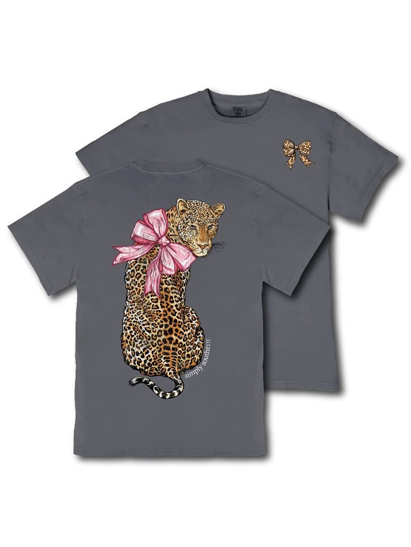 Simply Southern Women's Mineral Washed Leopard Tee - Graphite