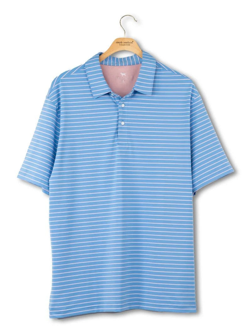 Simply Southern Men's Micro Stripe Polo - Blue Stripe