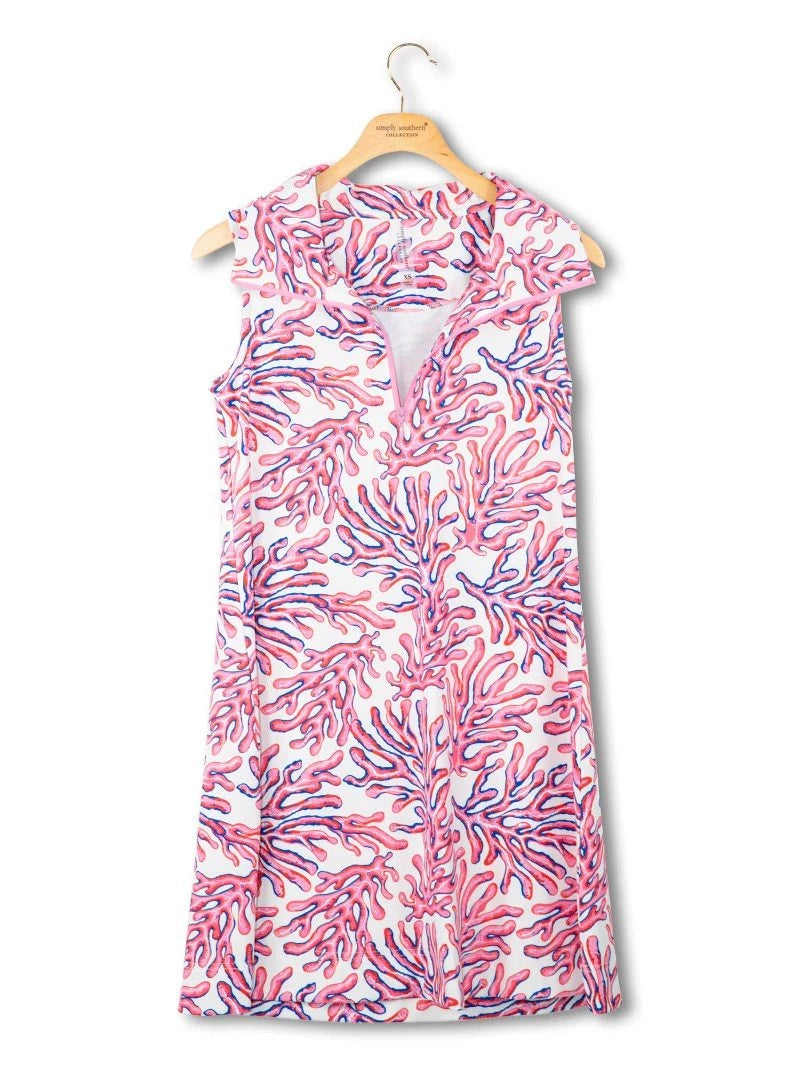 Simply Southern Women's UPF Zip Dress - Coral