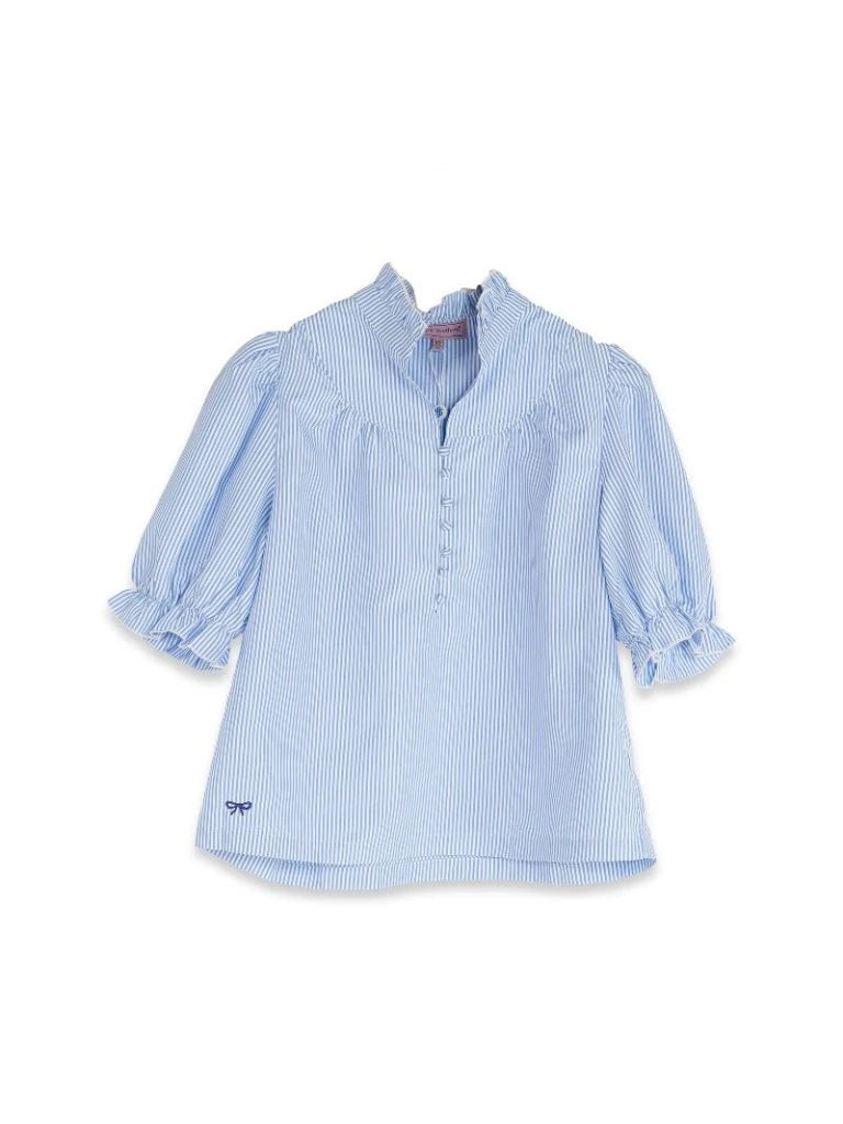 Simply Southern Women's Seersucker Button Top - Blue Stripe