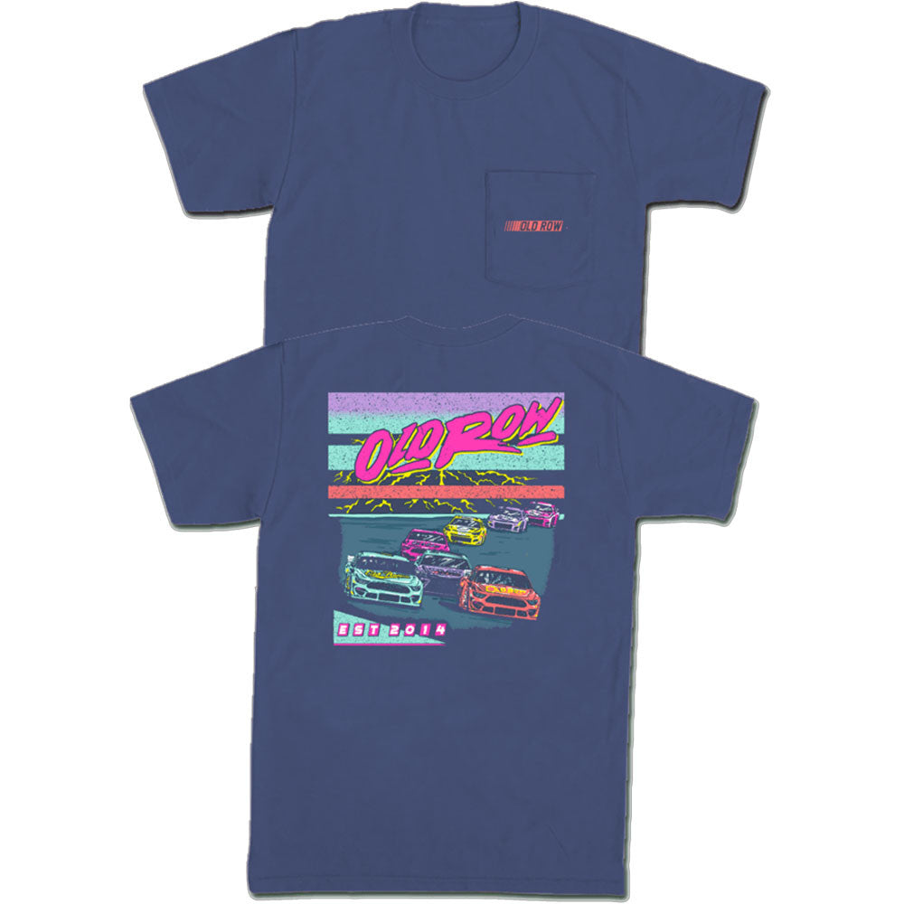 Old Row Men's Neon Racing Packet Tee - China Blue
