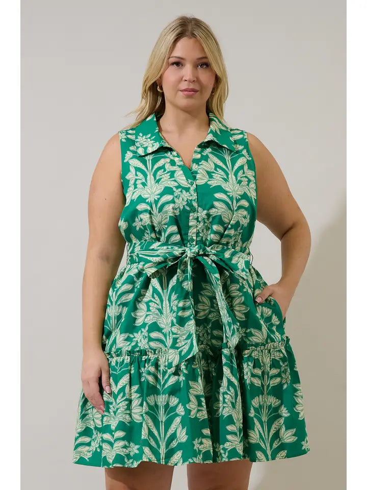 Sugar Lips Plus Size Women's Zady Sleeveless Mini Dress - Kelly Cream