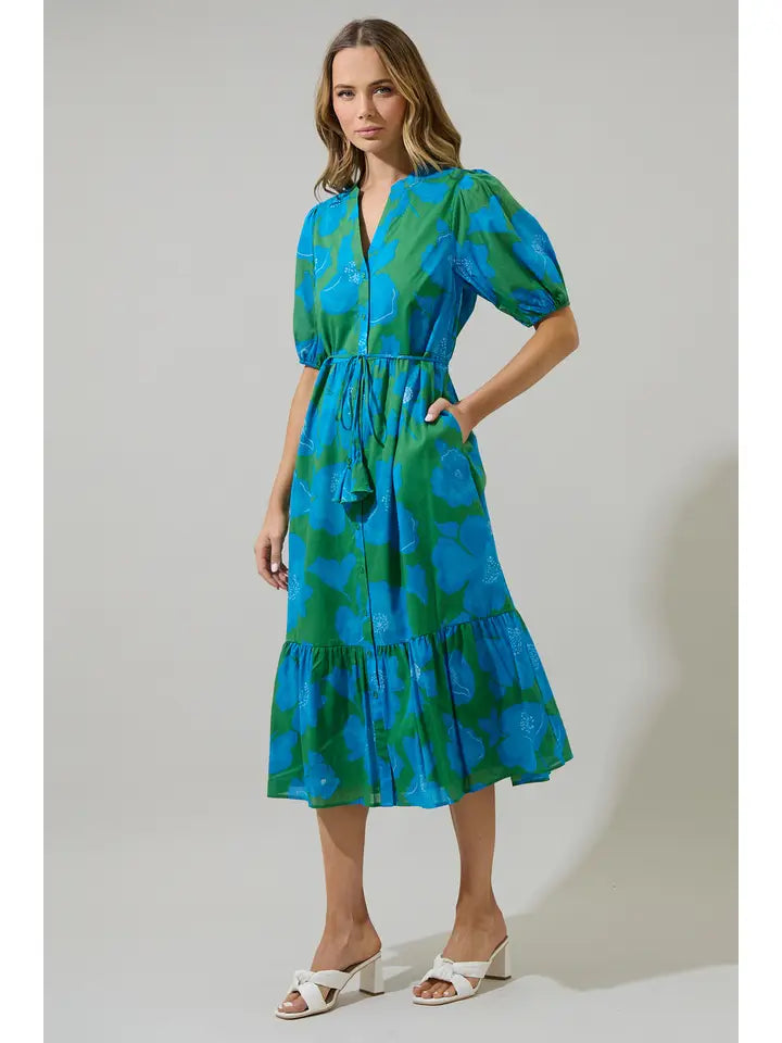 Sugar Lips Women's Rori Floral Beth Button Down Midi Dress